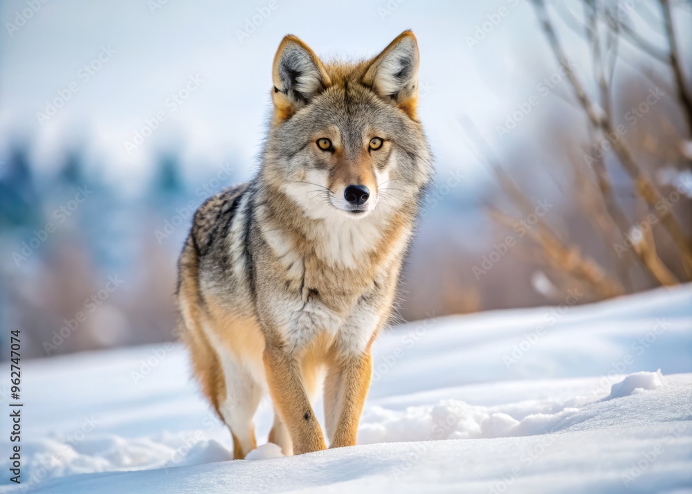 A coyote's once-beautiful fur is now dull and patchy, its eyes sunken, ears drooping as it navigates the A coyote's once-beautiful fur is now dull and patchy, its eyes sunken, ears drooping as it navigates the