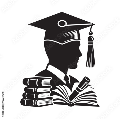 graduation Cap silhouette vector illustration