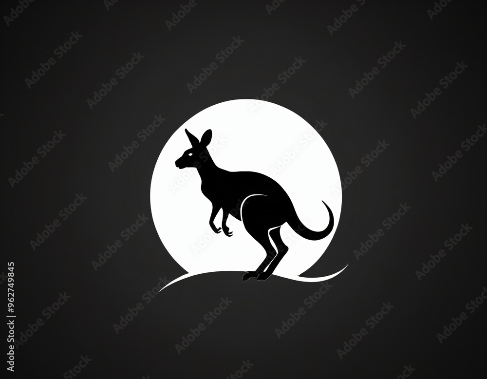 Kangaroo silhouette logo design. icon in black and white color. Ai generated images Kangaroo silhouette logo design. icon in black and white color. Ai generated images