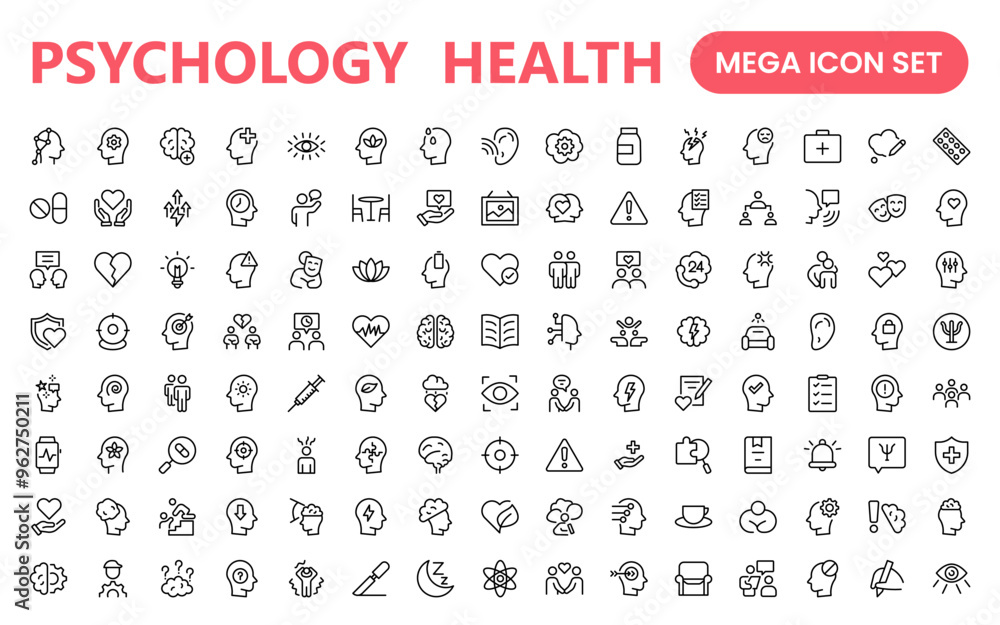 Mental Health and Psychology Icons: A Complete Collection for Therapy Sessions, Counseling, Emotional Well-being, Support Services, and Wellness Programs Mental Health and Psychology Icons: A Complete Collection for Therapy Sessions, Counseling, Emotional Well-being, Support Services, and Wellness Programs
