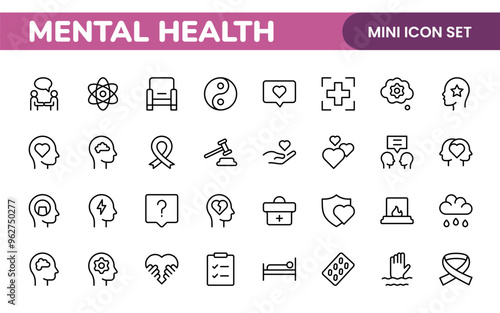 Mental Health and Psychology Icons: A Complete Collection for Therapy Sessions, Counseling, Emotional Well-being, Support Services, and Wellness Programs