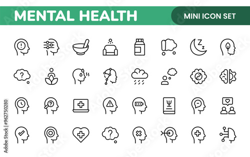 Mental Health and Psychology Icons: A Complete Collection for Therapy Sessions, Counseling, Emotional Well-being, Support Services, and Wellness Programs