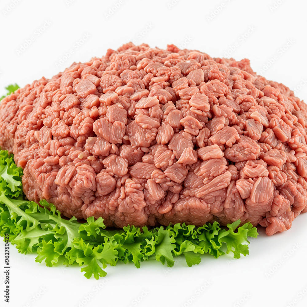 Minced red meat, isolated on white background Minced red meat, isolated on white background
