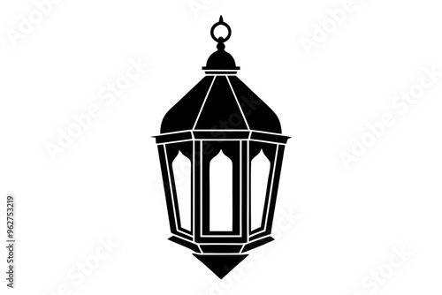 Islamic lantern light vector silhouette, Ramadan Islamic lanterns vector illustration