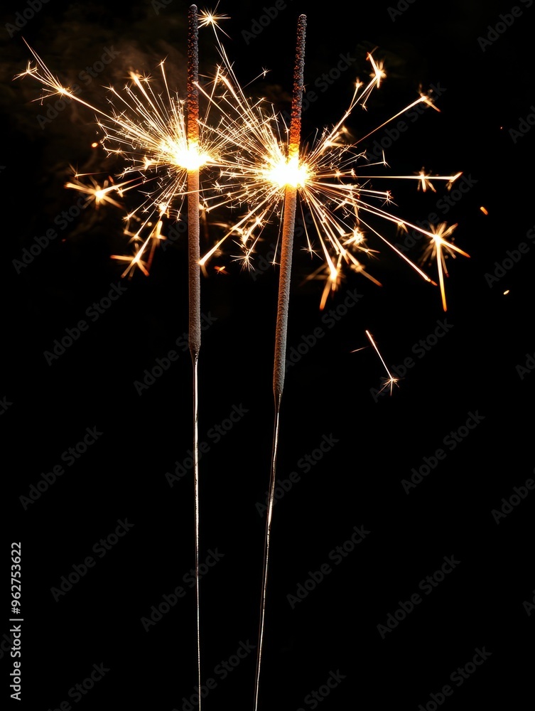 Sylvester New Year, New Year's Eve 2025 party event celebration holiday greeting card banner panorama long - Sparkling sparklers firework pyrotechnics and bokeh lights, isolated on black background Sylvester New Year, New Year's Eve 2025 party event celebration holiday greeting card banner panorama long - Sparkling sparklers firework pyrotechnics and bokeh lights, isolated on black background