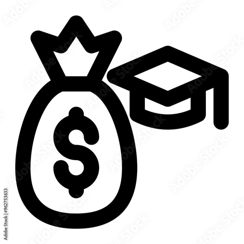 tuition, cost, education, school fees, university, fee outline icon