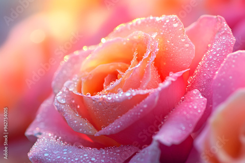 Ethereal Beauty of Morning Dew-Kissed Roses: Detailed Close-Up in Documentary Style photo