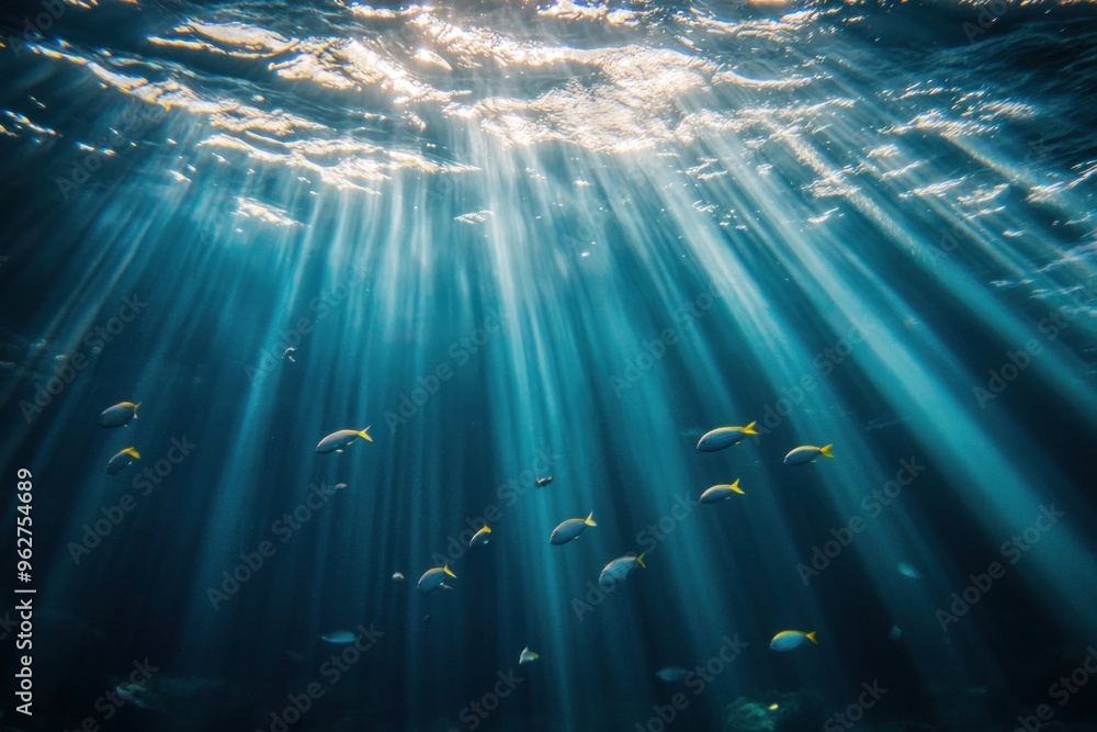 Fototapeta premium Sunbeams Illuminate the Deep Blue