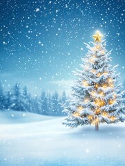 Winter christmas background with snow tree and lots of copy spac