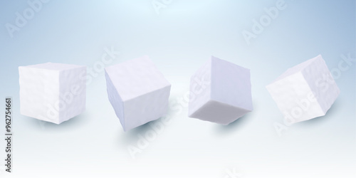 Snow geometric cubes. Christmas figures. Cold winter background.Vector illustration.