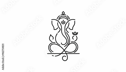 God hindu Ganesha single line style logo