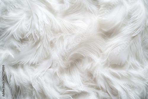 Pure white feather. Abstract style. Fluffy feathers with copy space.