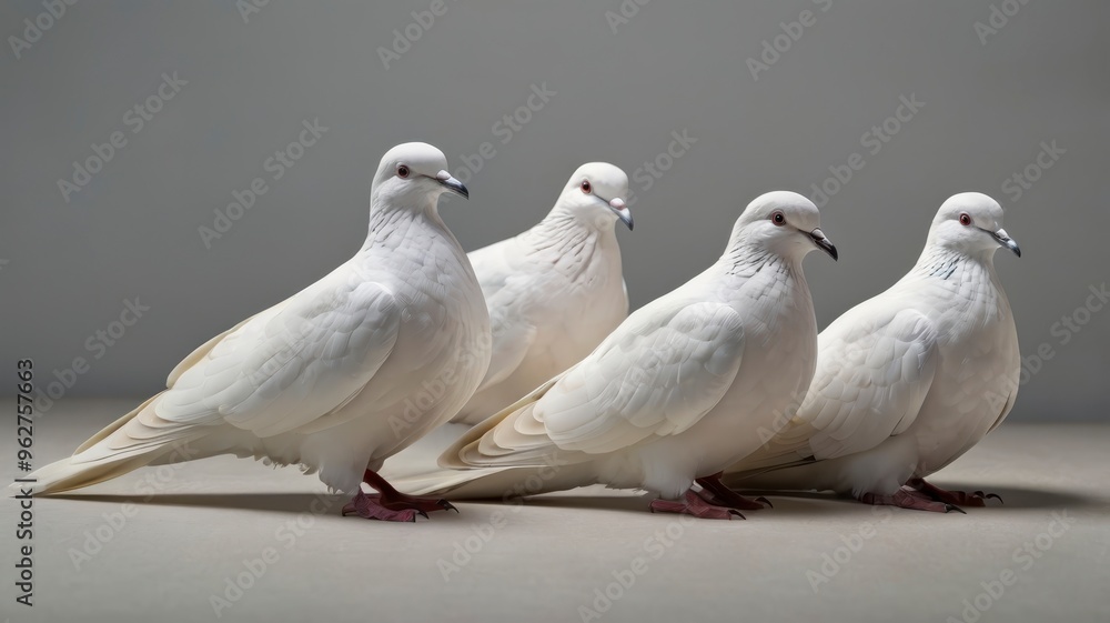 White doves in various poses, isolated on clear background White doves in various poses, isolated on clear background