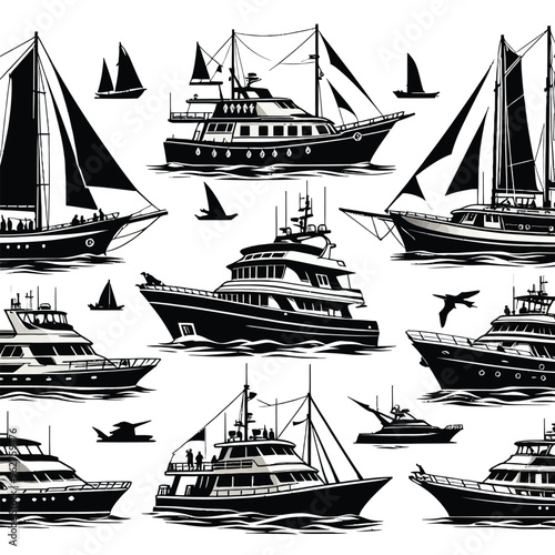 Charter Boat Silhouettes set