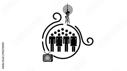 influence on public opinion in people, black isolated silhouette