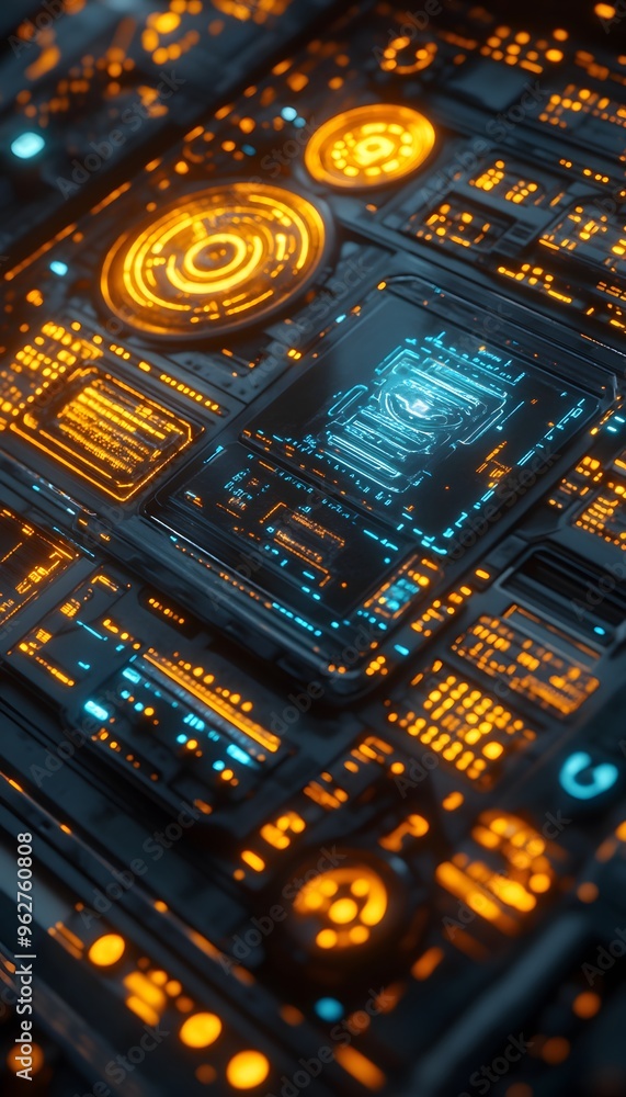 Futuristic Tech Panel 3D Illustration Futuristic Tech Panel 3D Illustration