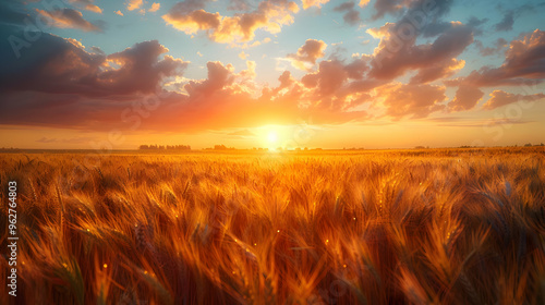 Golden Sunset Over a Wheat Field - Realistic Image