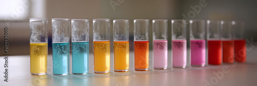 Chemical reactions observed in laboratory test tubes photo