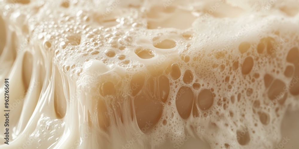 Creamy, foamy liquid with bubbles. Creamy, foamy liquid with bubbles.