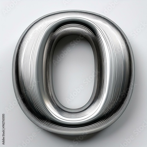 Shiny silver 3d form of letter O isolated on a white background