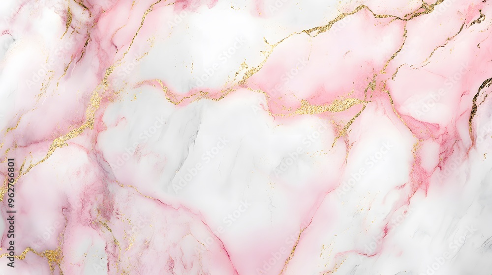 Marble texture, white background with pink and gold lines Marble texture, white background with pink and gold lines