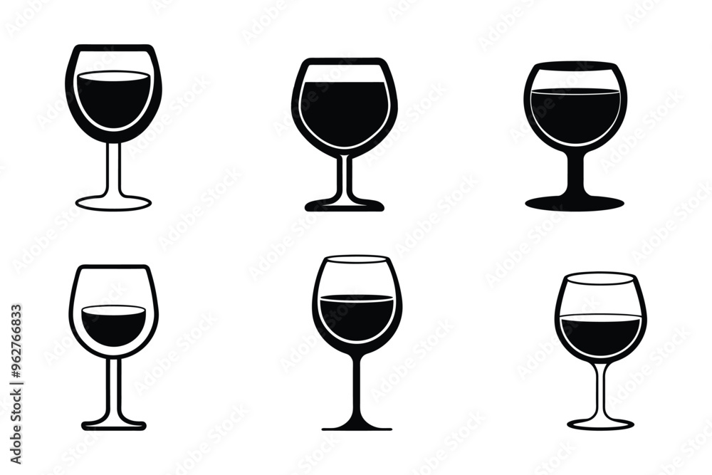 Wine glass Icon icon bundle set design in vector style Wine glass Icon icon bundle set design in vector style