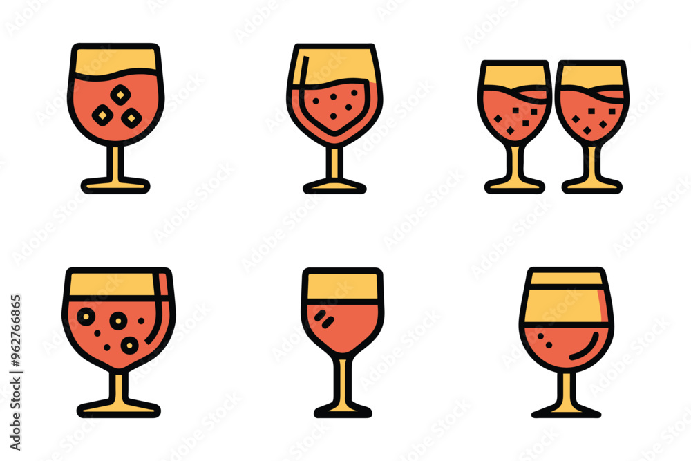 Wine glass Icon icon bundle set design in vector style Wine glass Icon icon bundle set design in vector style