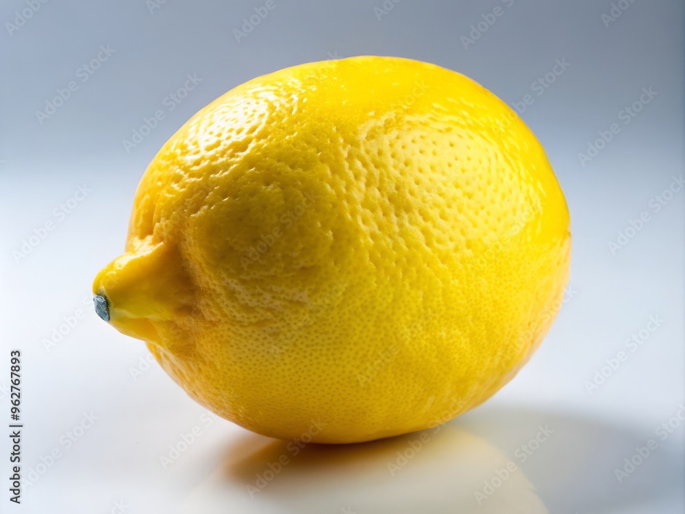 A vibrant, sun-kissed lemon glows brightly against a soft, creamy background, its smooth, glossy surface reflecting A vibrant, sun-kissed lemon glows brightly against a soft, creamy background, its smooth, glossy surface reflecting