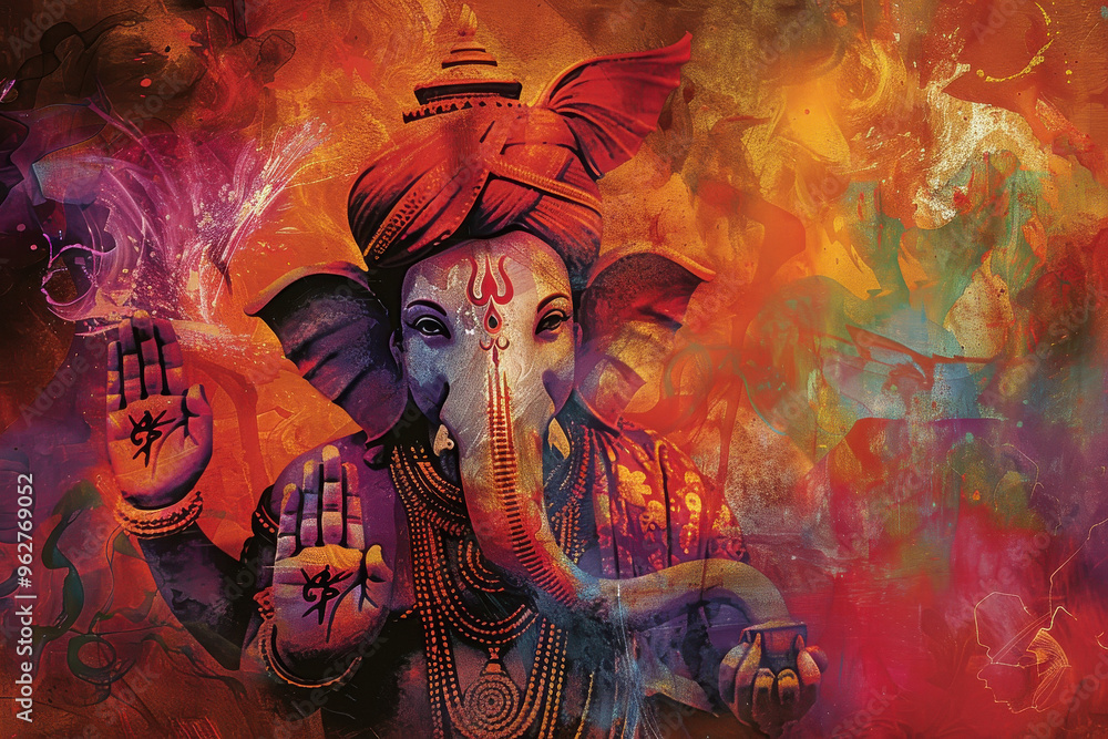 beautiful large painting of lord ganesha beautiful large painting of lord ganesha