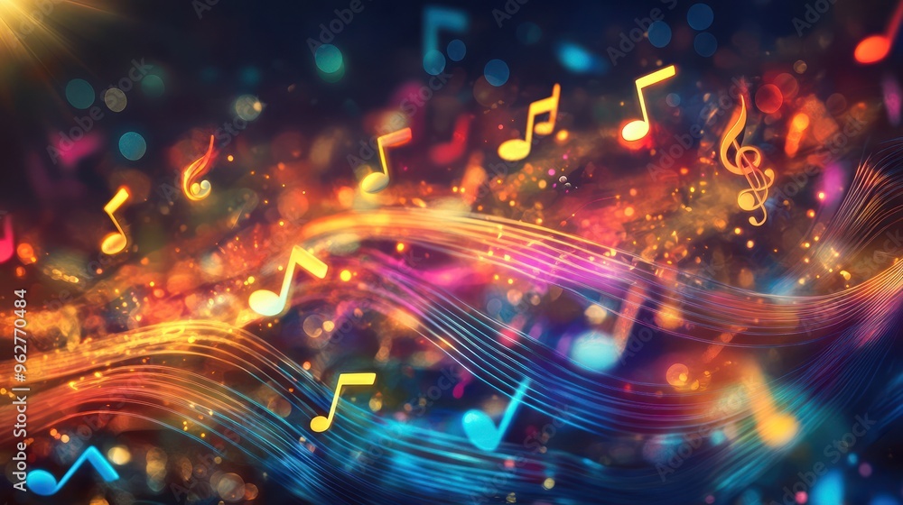 Vibrant Music Notes Background Vibrant Music Notes Background