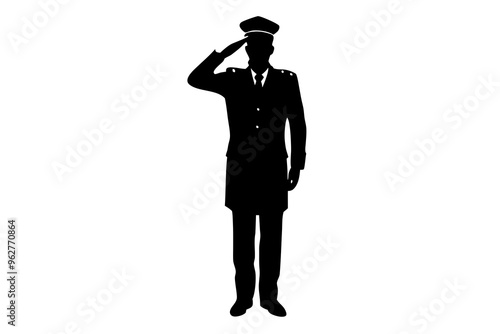 Saluting Army Silhouette - Vector Illustration, Military Gesture, Vector Icon, Military Silhouette, Soldier Salute Clipart