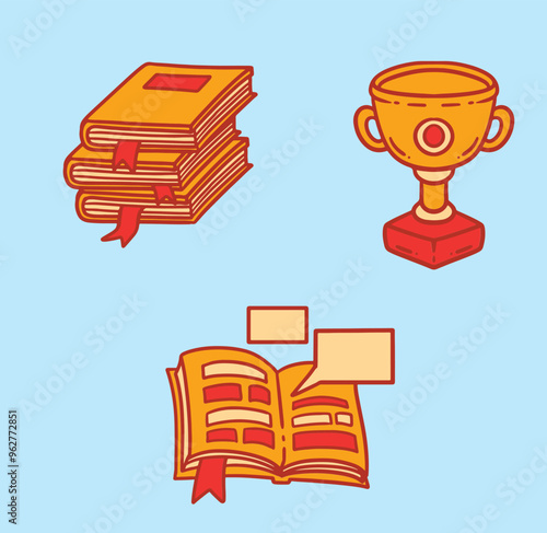book pencil paper read puzzle idea back to school set illustration