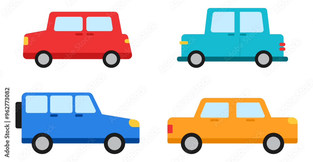 Set of car transportation clipart flat illustration