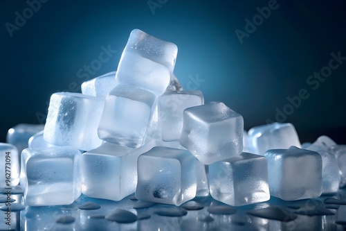 ice cubes on black background