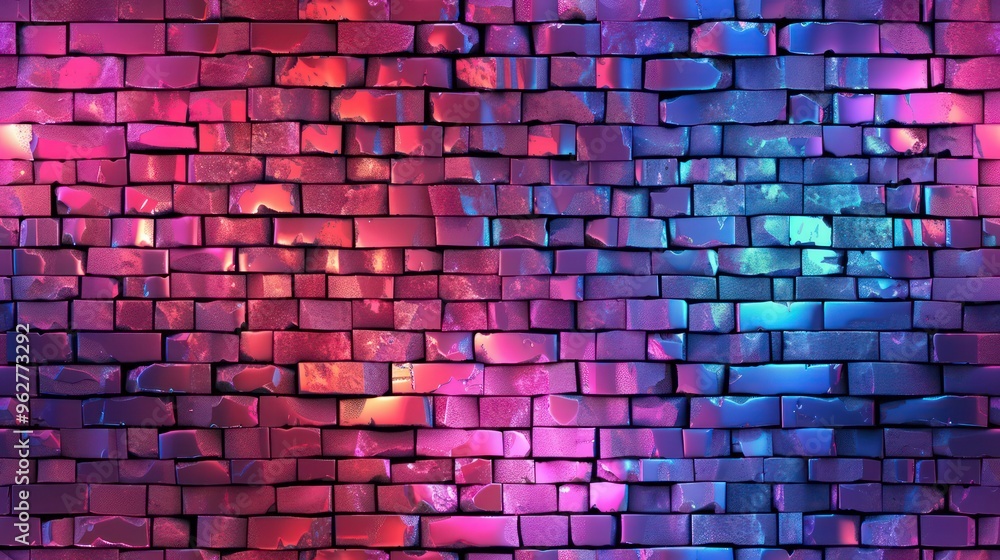 A vibrant, illuminated brick wall with a gradient of pink and blue hues, creating a dynamic visual effect. A vibrant, illuminated brick wall with a gradient of pink and blue hues, creating a dynamic visual effect.