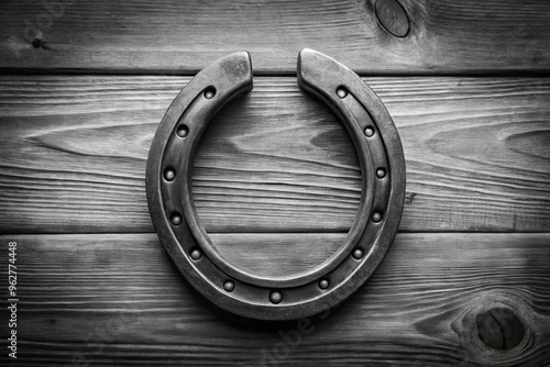 Black And White Graphic Of A Horseshoe With Nail Heads On Outer Rim