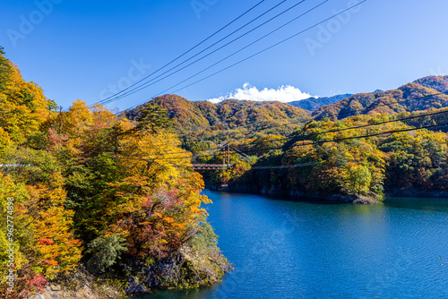 Autumn leaves at Setoai Gorge in Nikko City photo