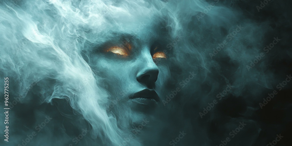 A ghostly face emerging from smoke. A ghostly face emerging from smoke.