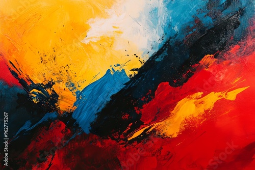 Abstract Painting with Bold Colors and Strokes