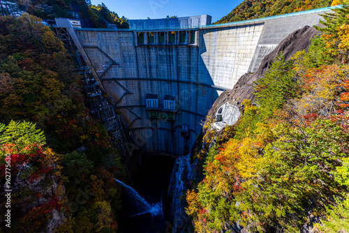 Autumn leaves at Setoai Gorge in Nikko City photo