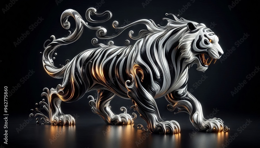 Fototapeta premium Metallic Tiger Baihu