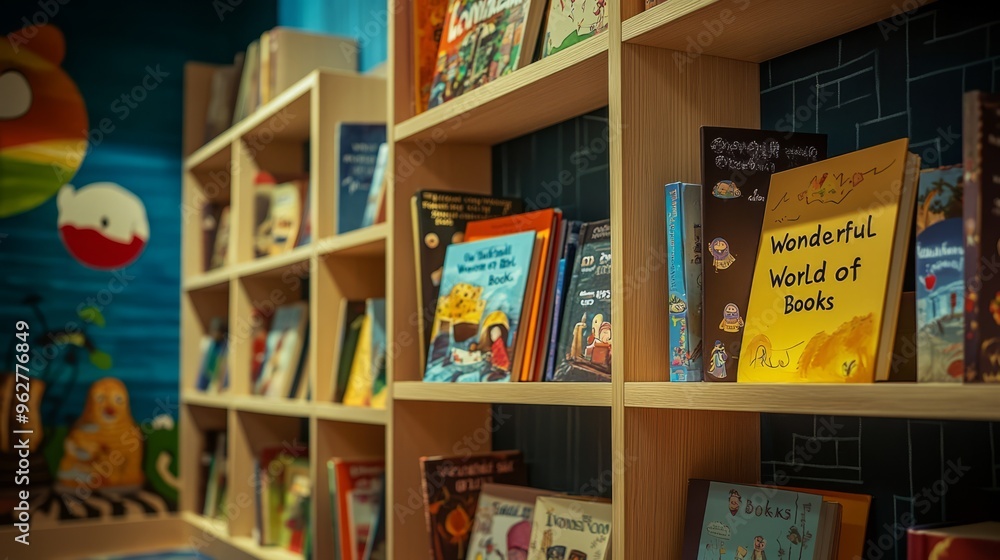 Bookshelf with Colorful Children s Books Bookshelf with Colorful Children s Books