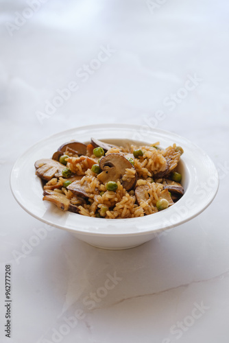 Rice with pork and mushrooms