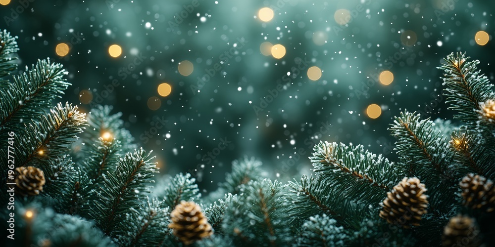 mobile wallpaper tinsel foil Christmas tree decorations on a dark green background with falling snowflakes, silver confetti, bright holographic shine mobile wallpaper tinsel foil Christmas tree decorations on a dark green background with falling snowflakes, silver confetti, bright holographic shine