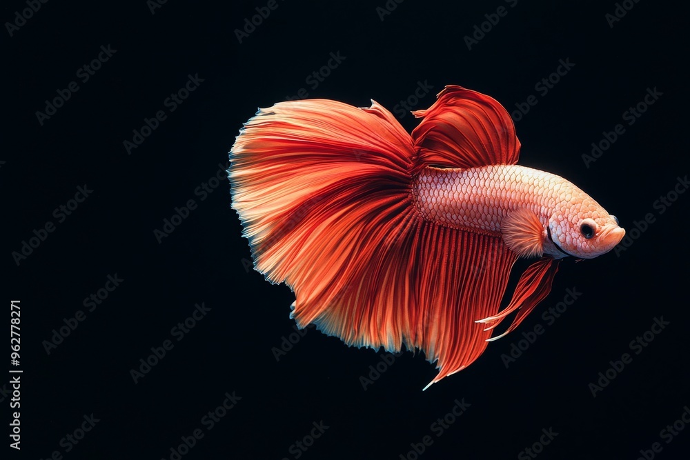 the beside view Plakat Betta Fish, Isolated on dark Background the beside view Plakat Betta Fish, Isolated on dark Background