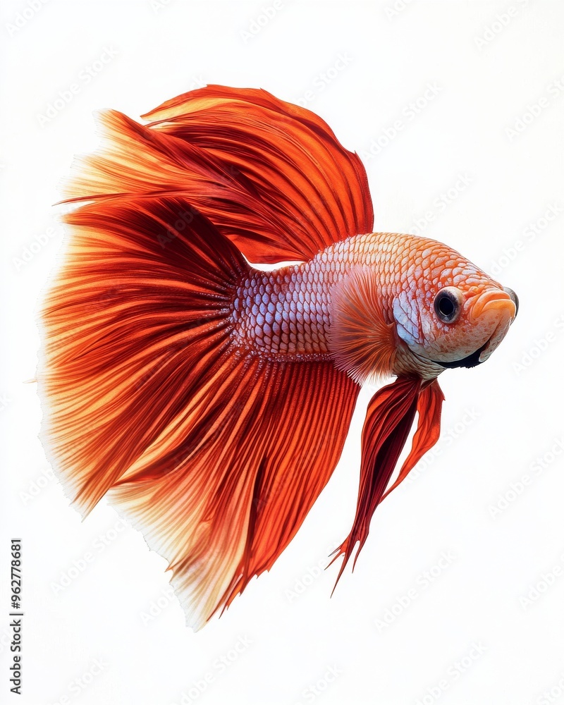 Fototapeta premium the Halfmoon Betta Fish, Isolated on white Background