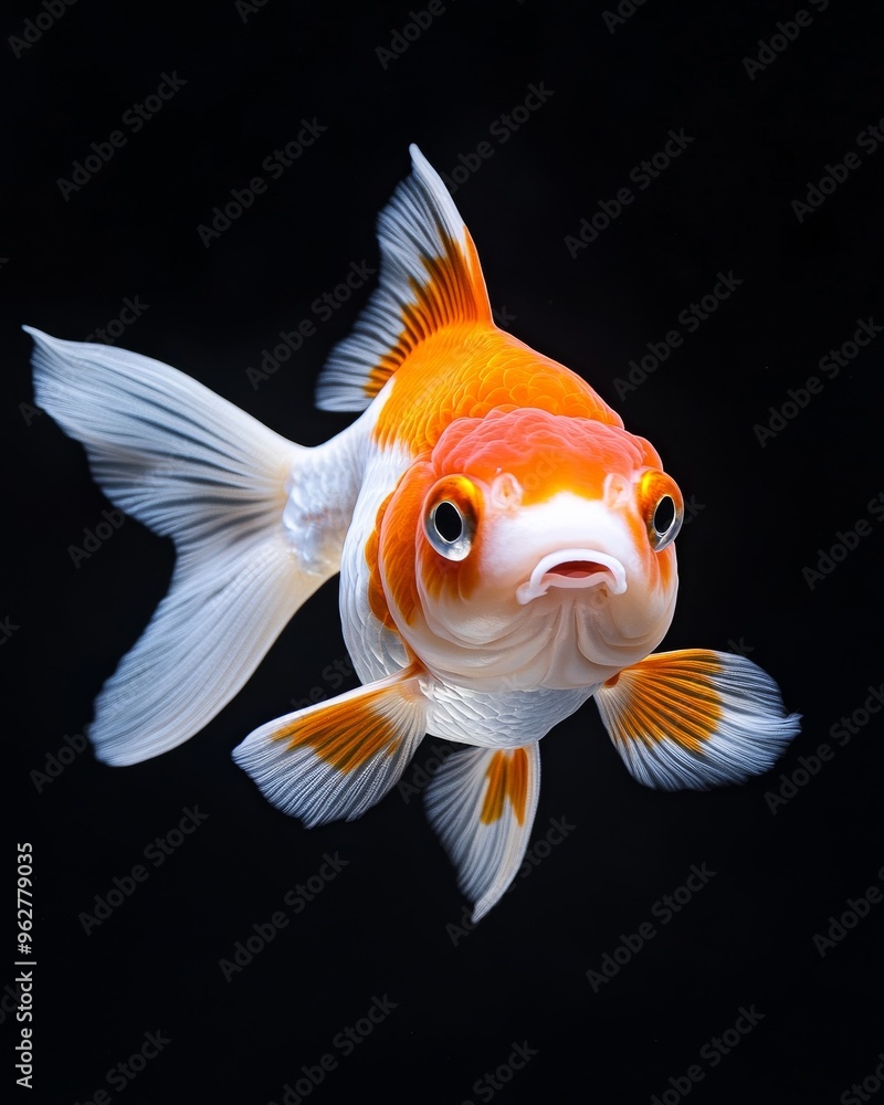 the Fancy Goldfish, Isolated on black Background the Fancy Goldfish, Isolated on black Background