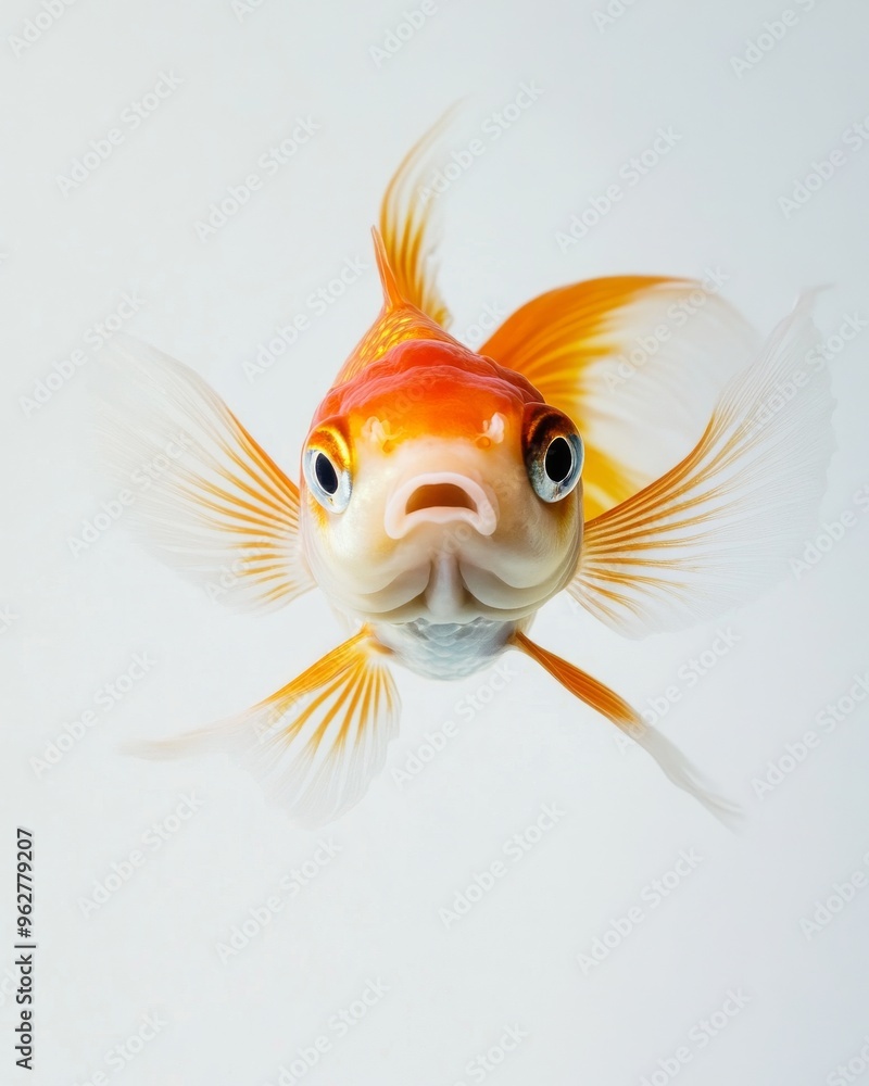Fototapeta premium the Fancy Goldfish, Isolated on white Background