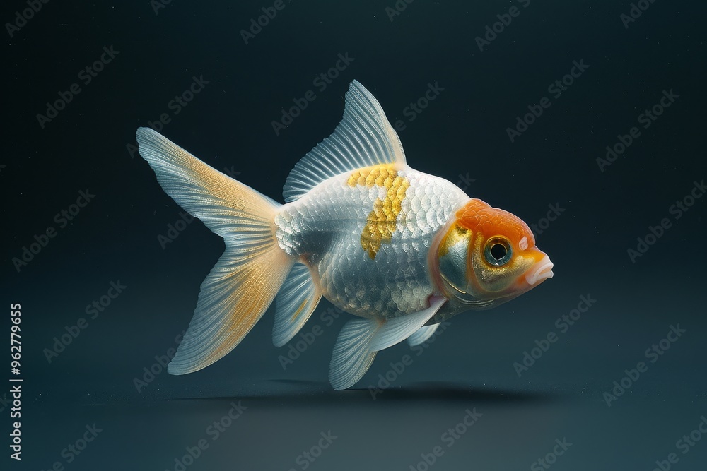 the beside view Comet Goldfish, Isolated on dark Background the beside view Comet Goldfish, Isolated on dark Background