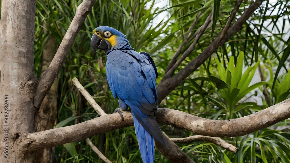 Hyacinth Macaw Perched on Tree Branch Hyacinth Macaw Perched on Tree Branch